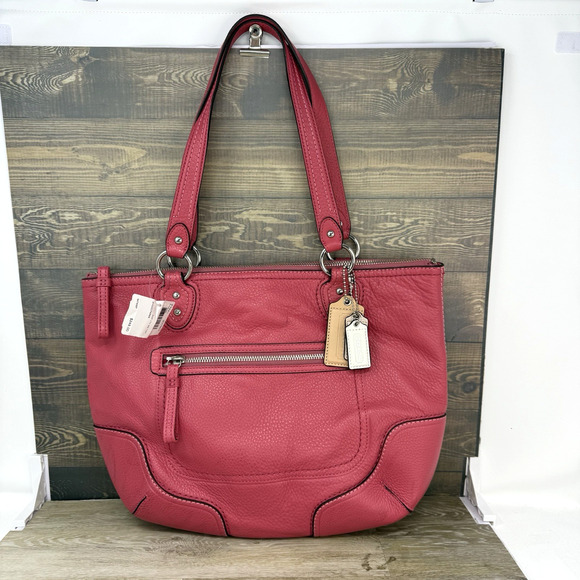 Coach M1220-23441 Poppy Rose Pink Pebbled Leather Handbag Tote - Picture 1 of 11
